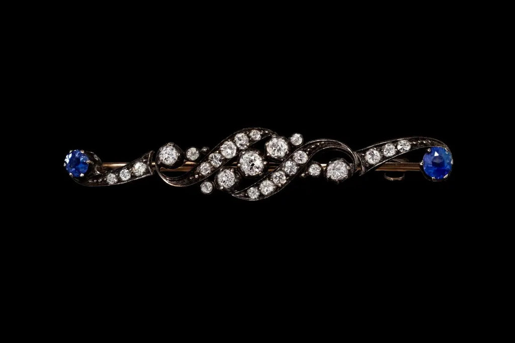 ANTIQUE SAPPHIRE & DIAMOND Edwardian Brooch
