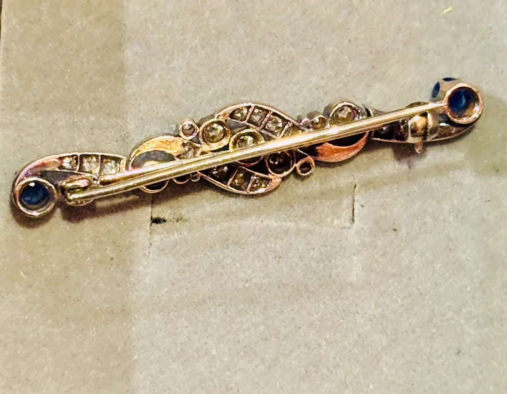 ANTIQUE SAPPHIRE & DIAMOND Edwardian Brooch