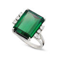 GREEN TOURMALINE & DIAMONDS Platinum Statement Ring