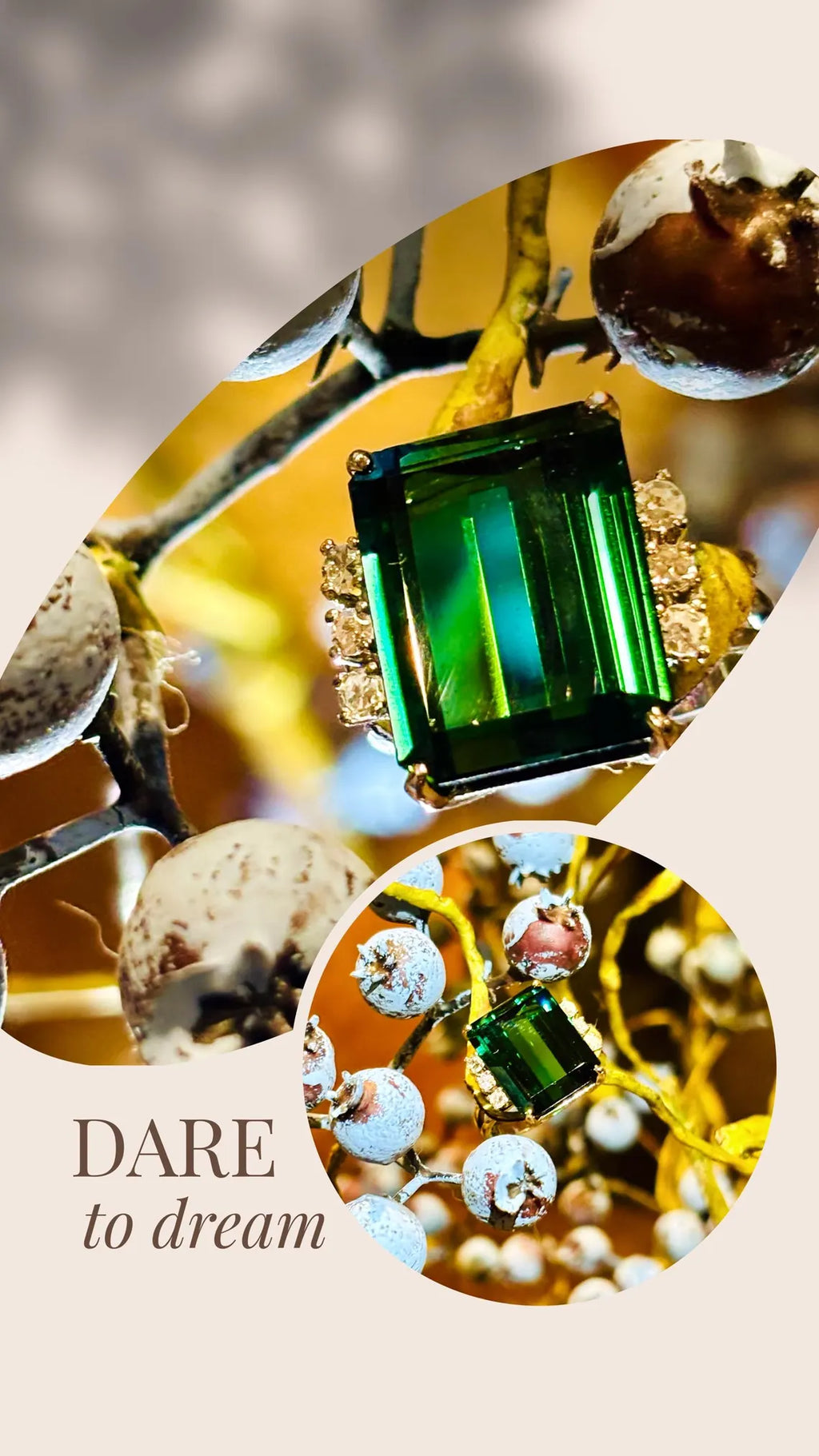 GREEN TOURMALINE & DIAMONDS Platinum Statement Ring