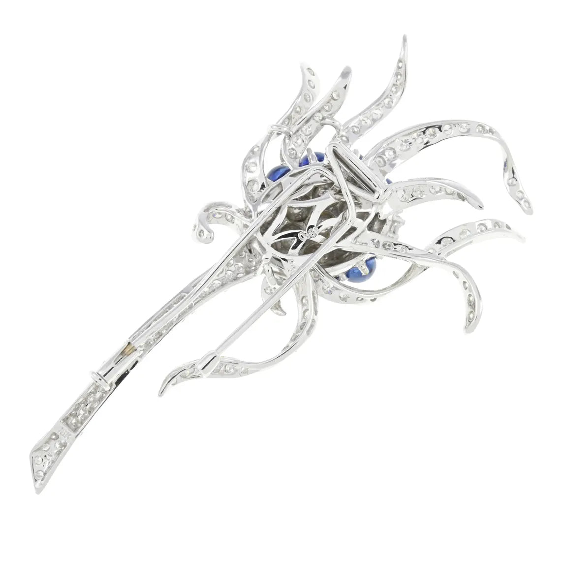 SAPPHIRE & DIAMOND Platinum Thistle Flower Brooch