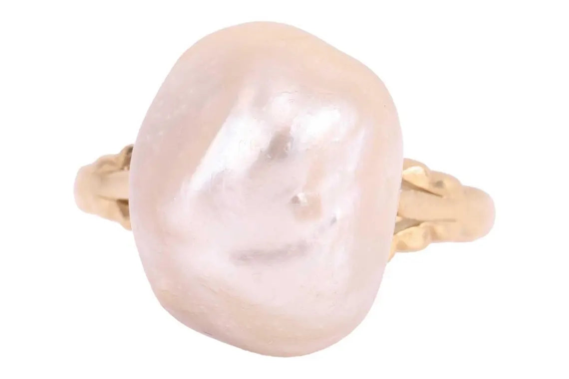 Antique GSC CERTIFIED NATURAL Saltwater Pearl Ring