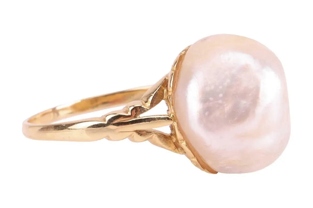 Antique GSC CERTIFIED NATURAL Saltwater Pearl Ring
