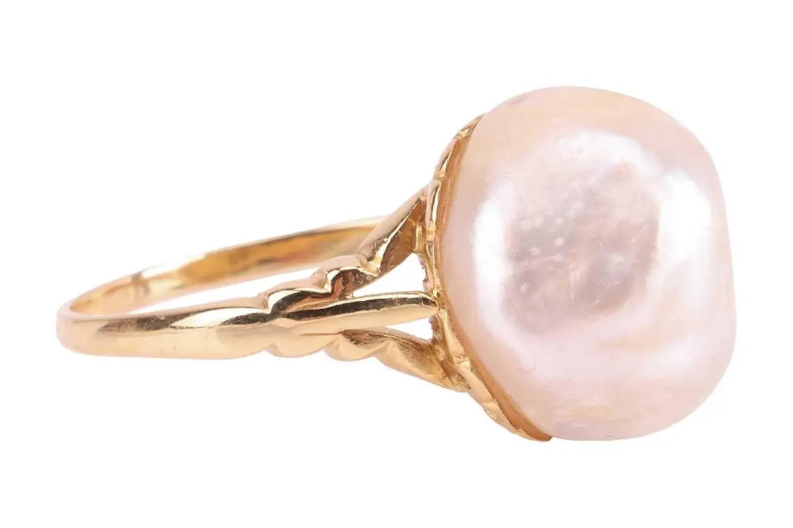 Antique GSC CERTIFIED NATURAL Saltwater Pearl Ring
