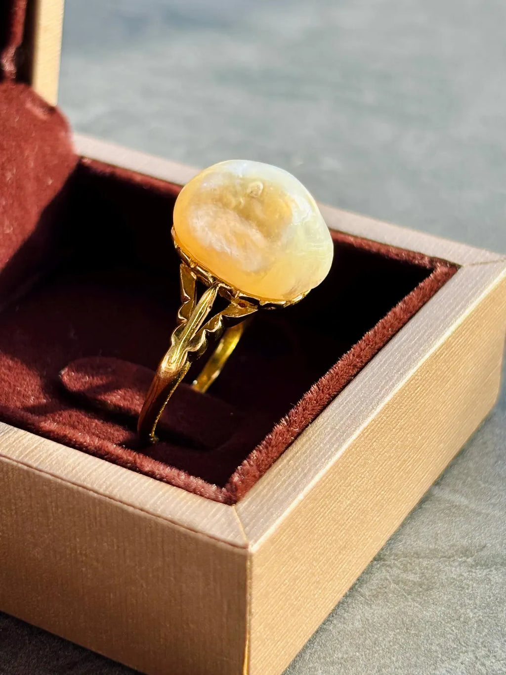 Antique GSC CERTIFIED NATURAL Saltwater Pearl Ring