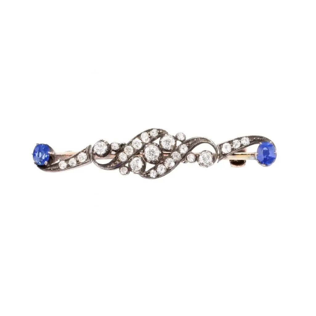 ANTIQUE SAPPHIRE & DIAMOND Edwardian Brooch