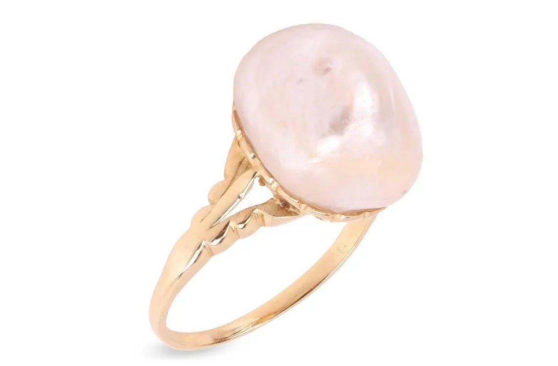 Antique GSC CERTIFIED NATURAL Saltwater Pearl Ring