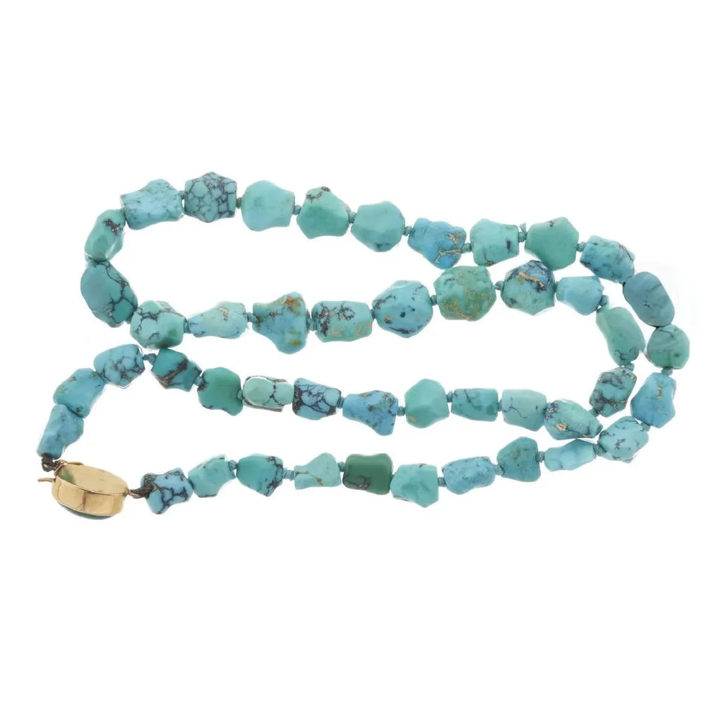 TURQUOISE NECKLACE 18K CARAT Gold - Early to Mid 20th Century
