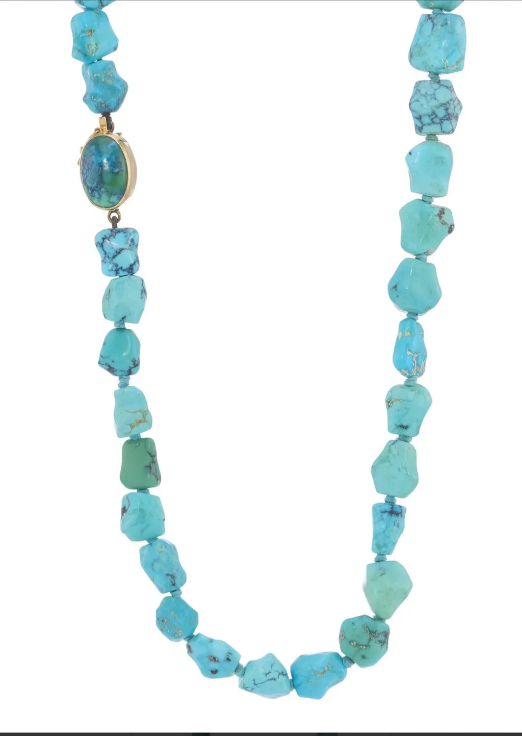 TURQUOISE NECKLACE 18K CARAT Gold - Early to Mid 20th Century
