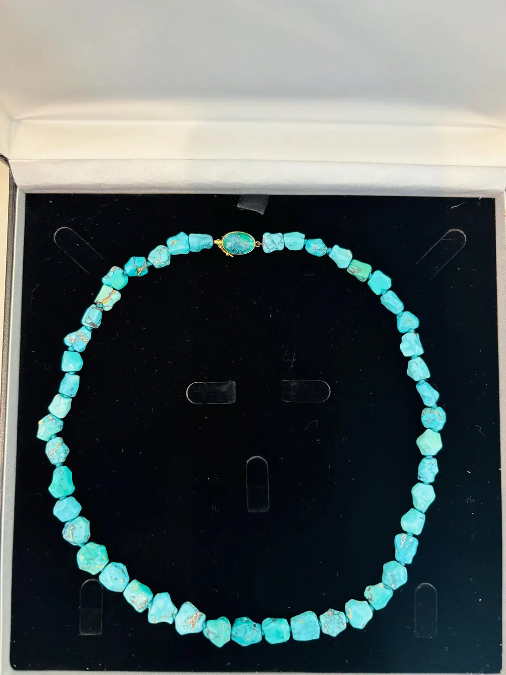 TURQUOISE NECKLACE 18K CARAT Gold - Early to Mid 20th Century