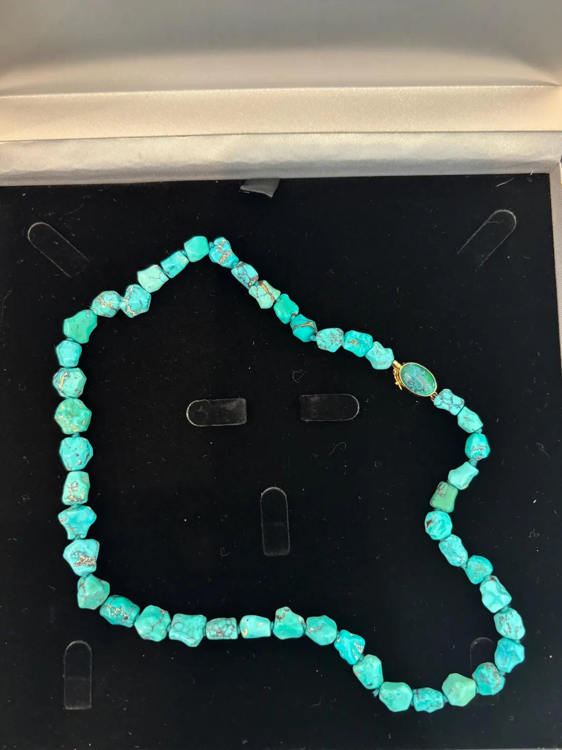 TURQUOISE NECKLACE 18K CARAT Gold - Early to Mid 20th Century