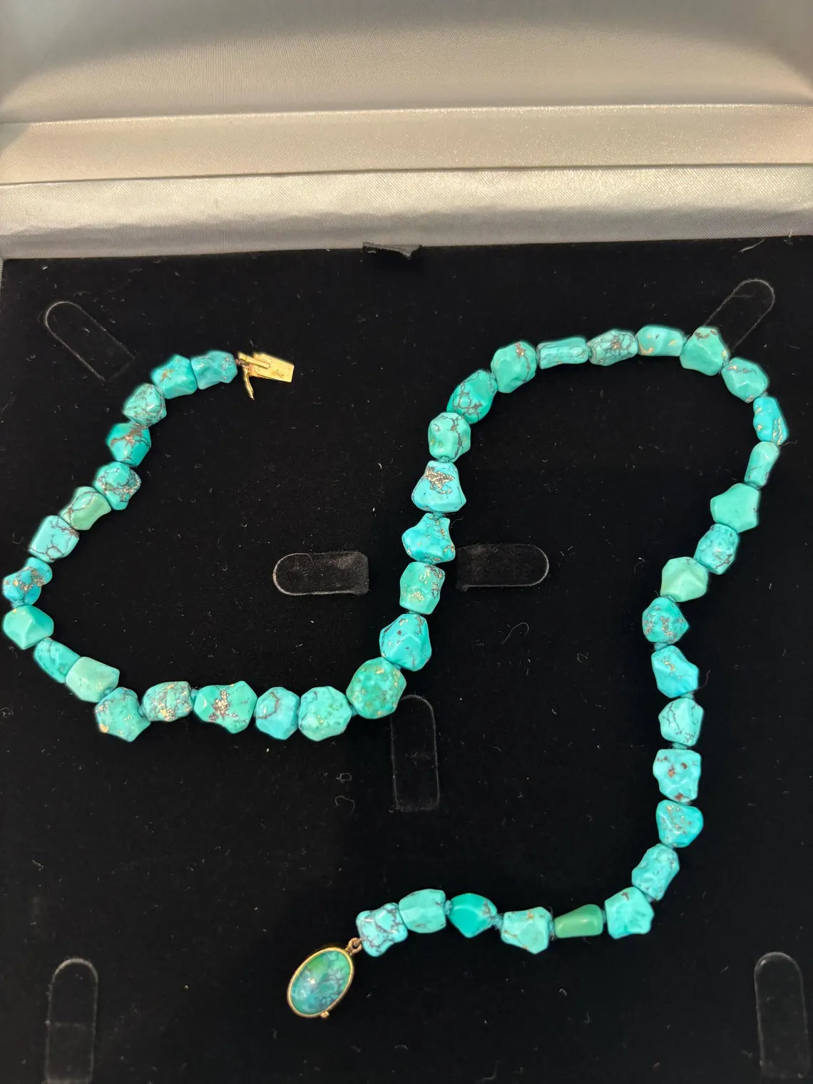 TURQUOISE NECKLACE 18K CARAT Gold - Early to Mid 20th Century