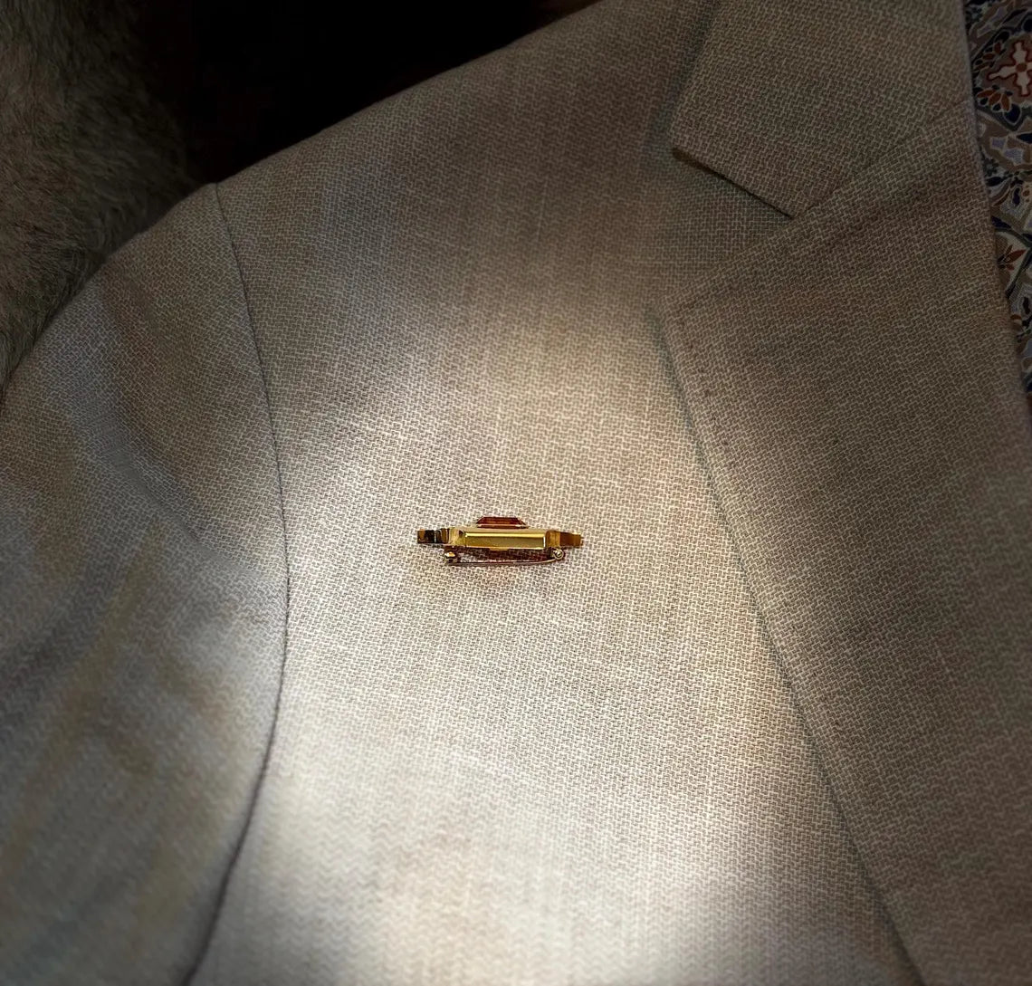 VINTAGE CITRINE & 18k GOLD Brooch