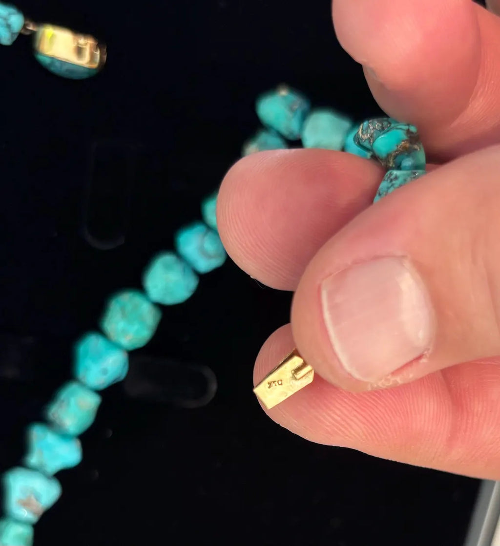TURQUOISE NECKLACE 18K CARAT Gold - Early to Mid 20th Century