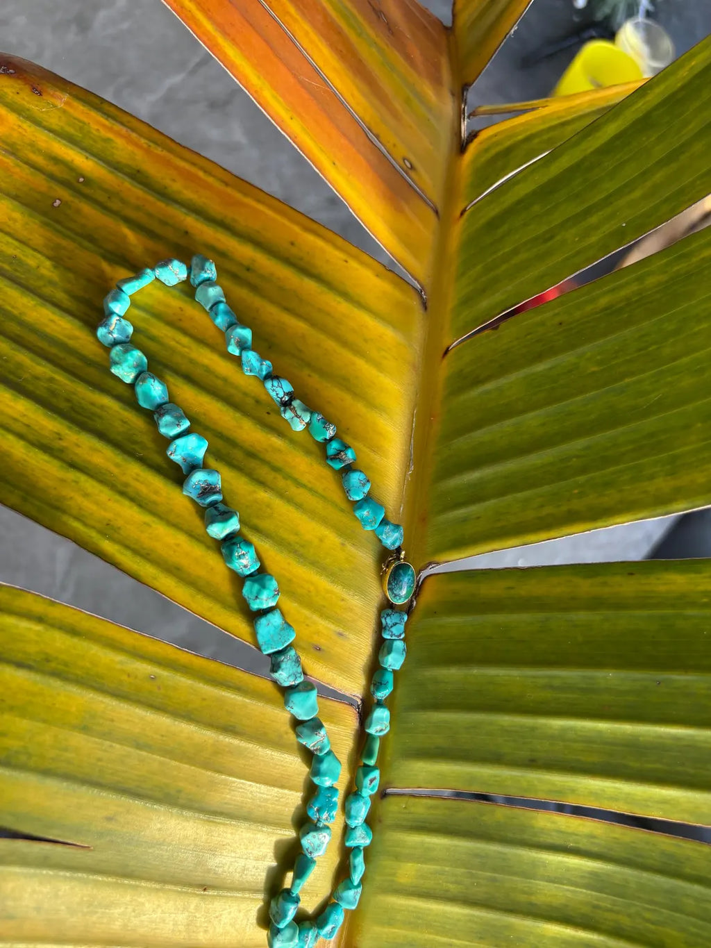 TURQUOISE NECKLACE 18K CARAT Gold - Early to Mid 20th Century