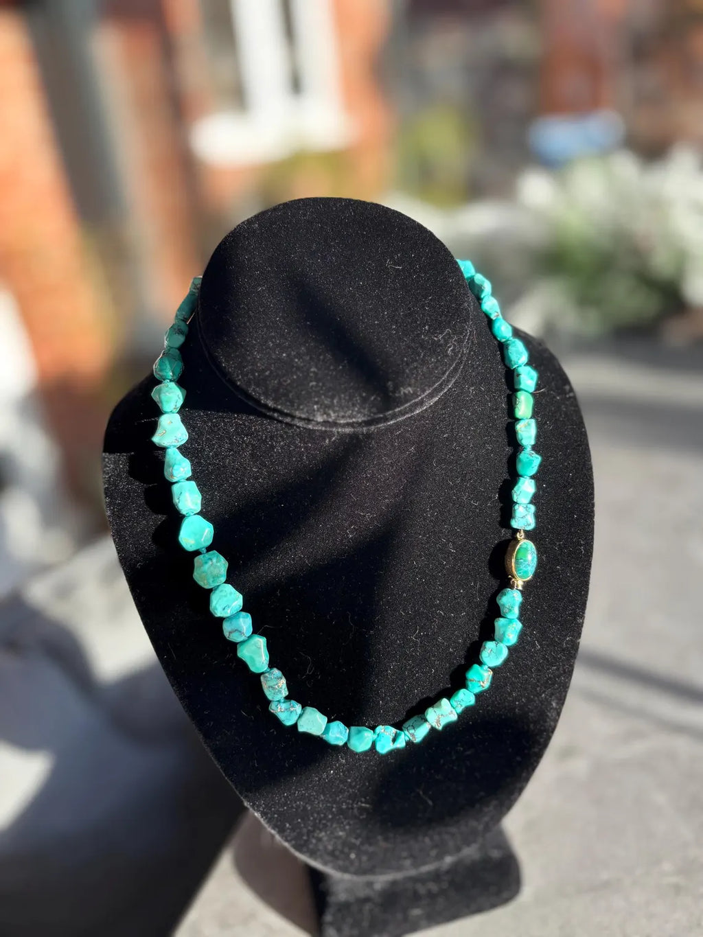 TURQUOISE NECKLACE 18K CARAT Gold - Early to Mid 20th Century