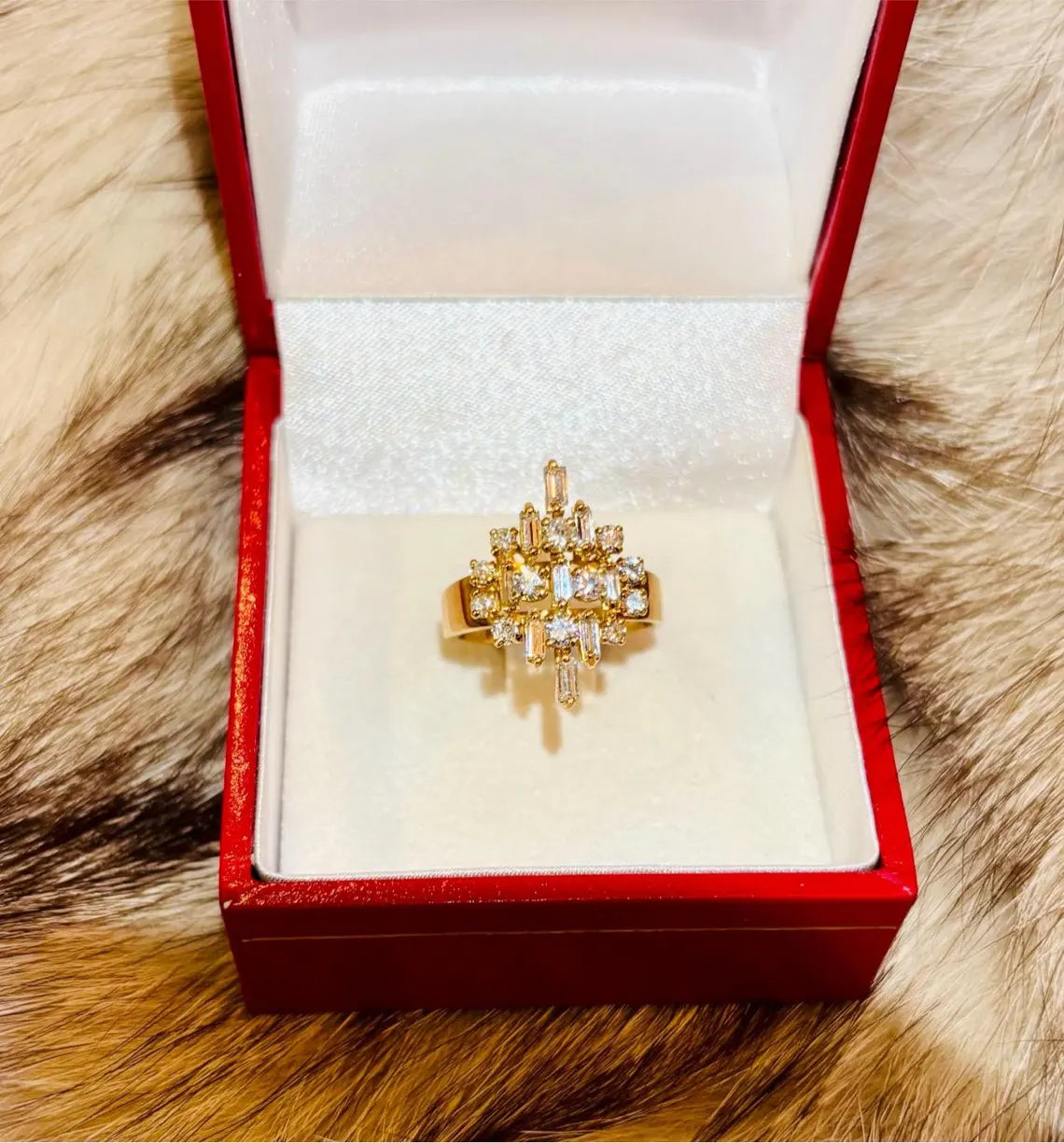 Cluster Dome Ring with Diamonds on 18K Gold