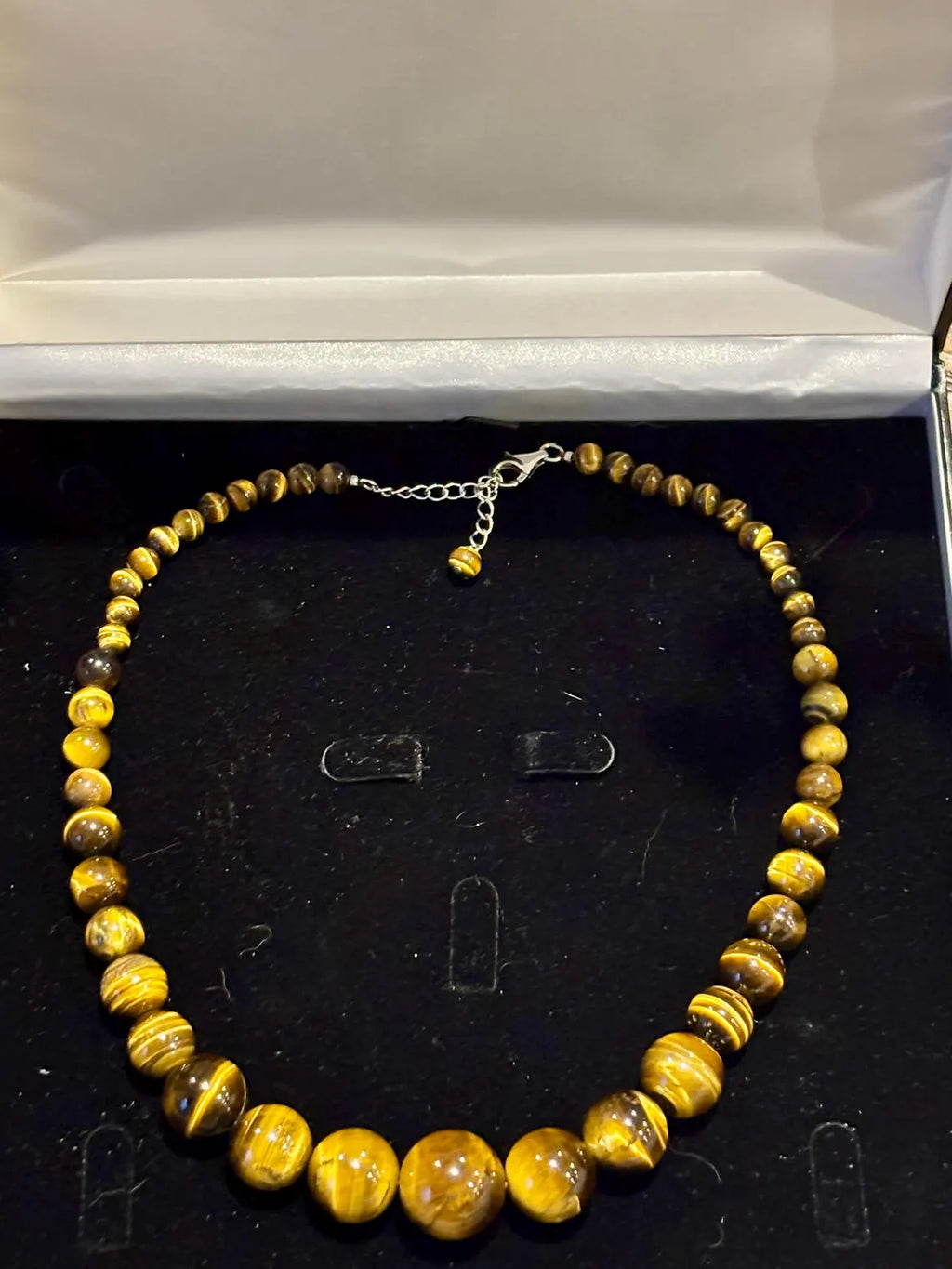 Striking Graduated Tiger’s Eye and Sterling Silver Necklace
