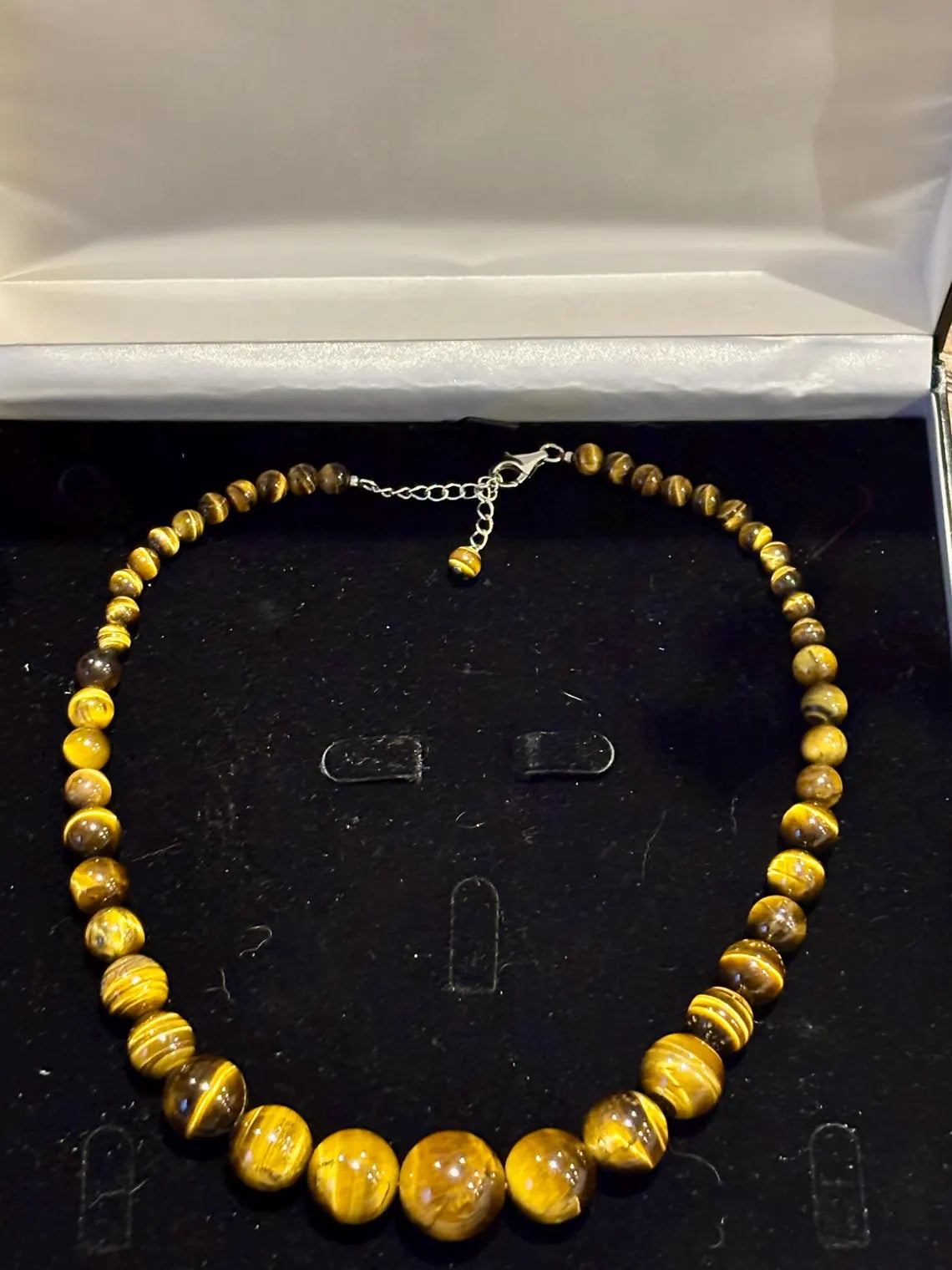Striking Graduated Tiger’s Eye and Sterling Silver Necklace