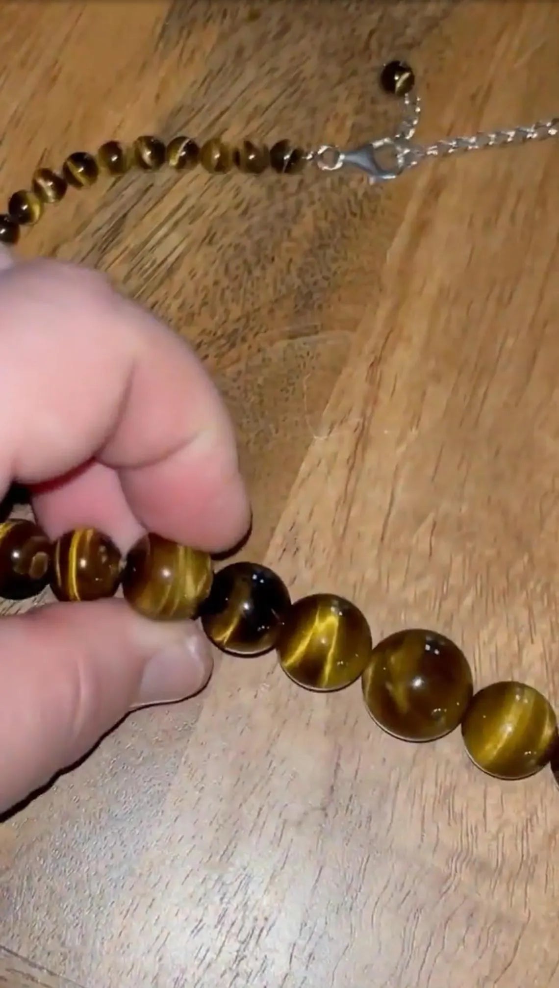 Striking Graduated Tiger’s Eye and Sterling Silver Necklace