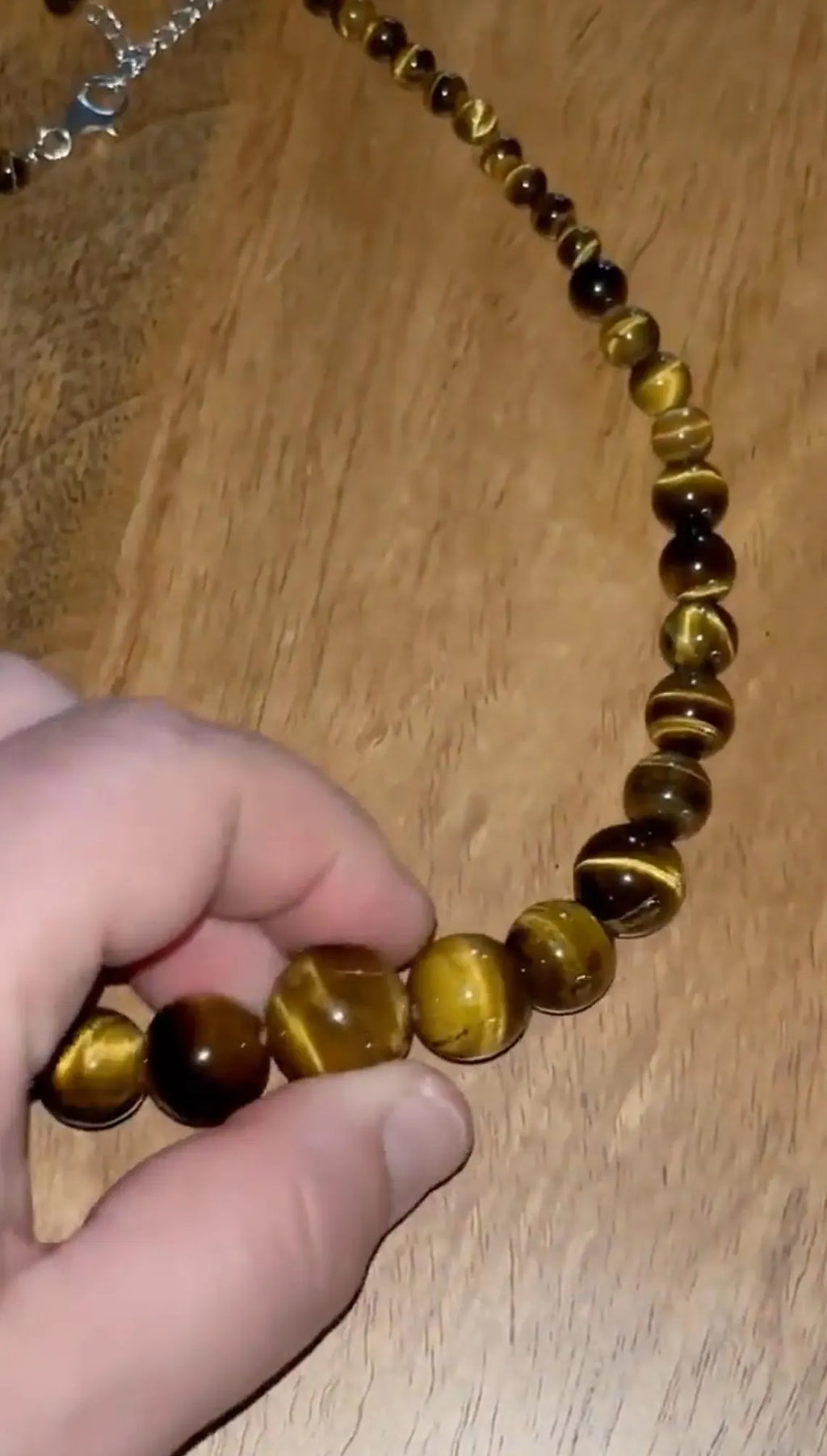 Striking Graduated Tiger’s Eye and Sterling Silver Necklace