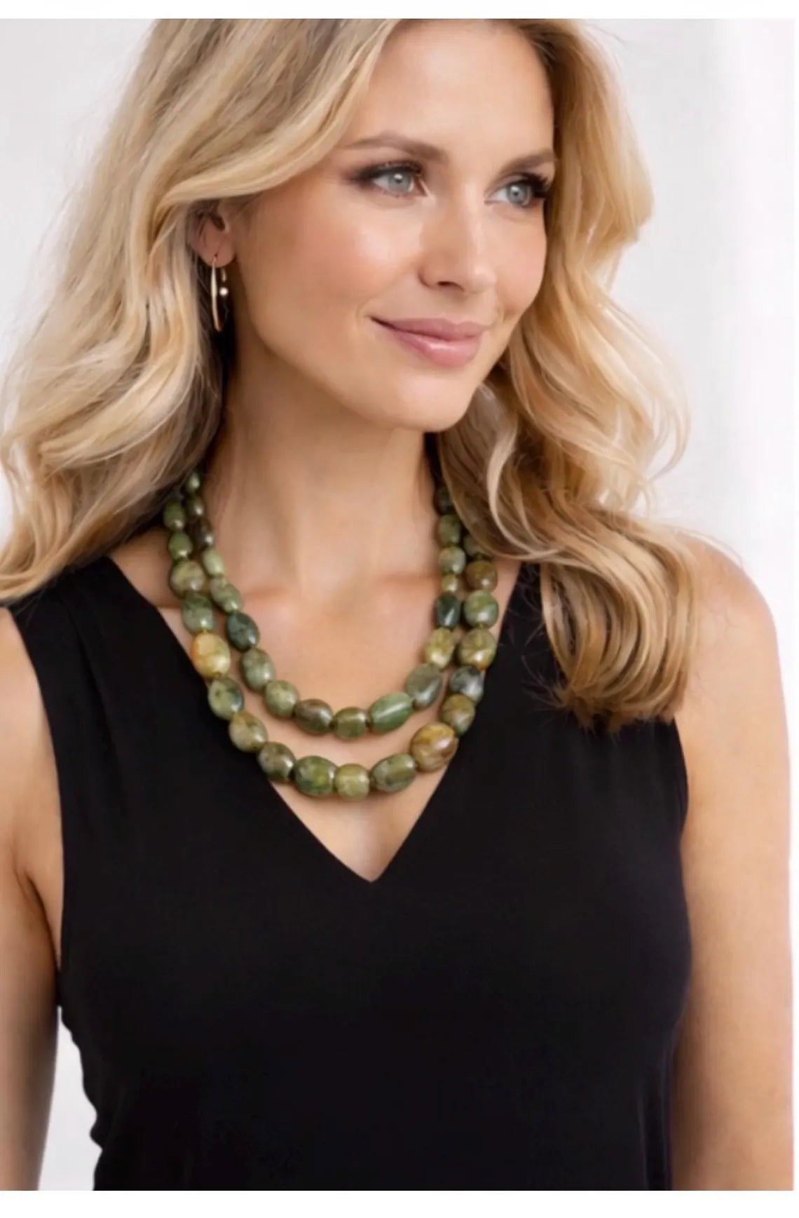 Vintage 1920s–40s Moss Agate Long Necklace