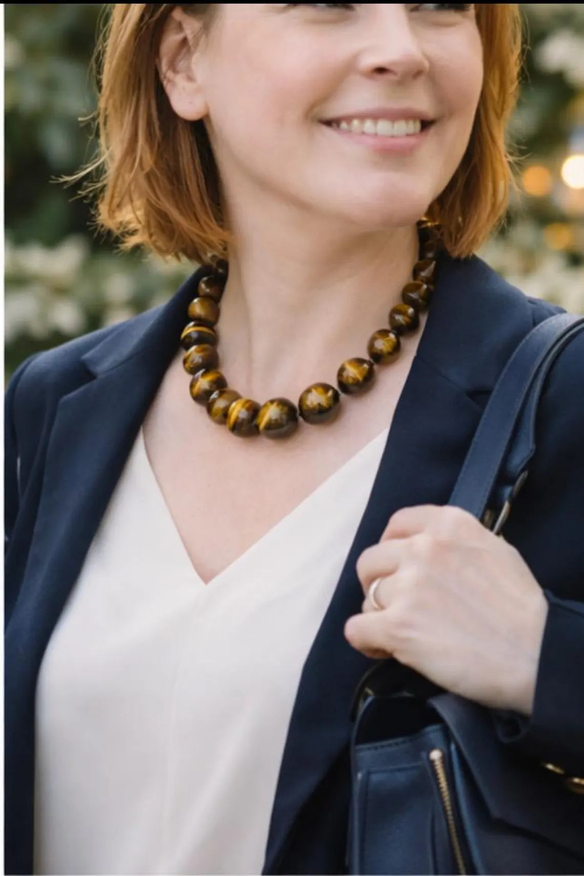 Striking Graduated Tiger’s Eye and Sterling Silver Necklace