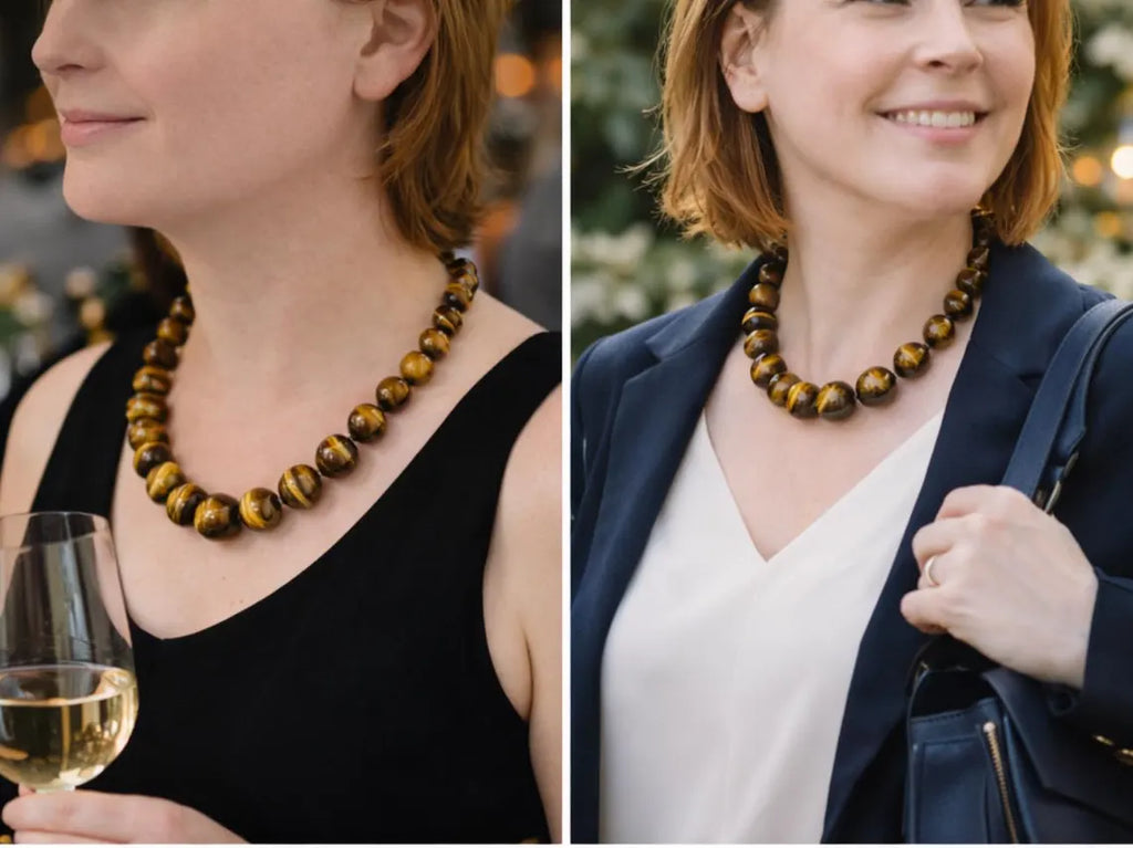 Striking Graduated Tiger’s Eye and Sterling Silver Necklace