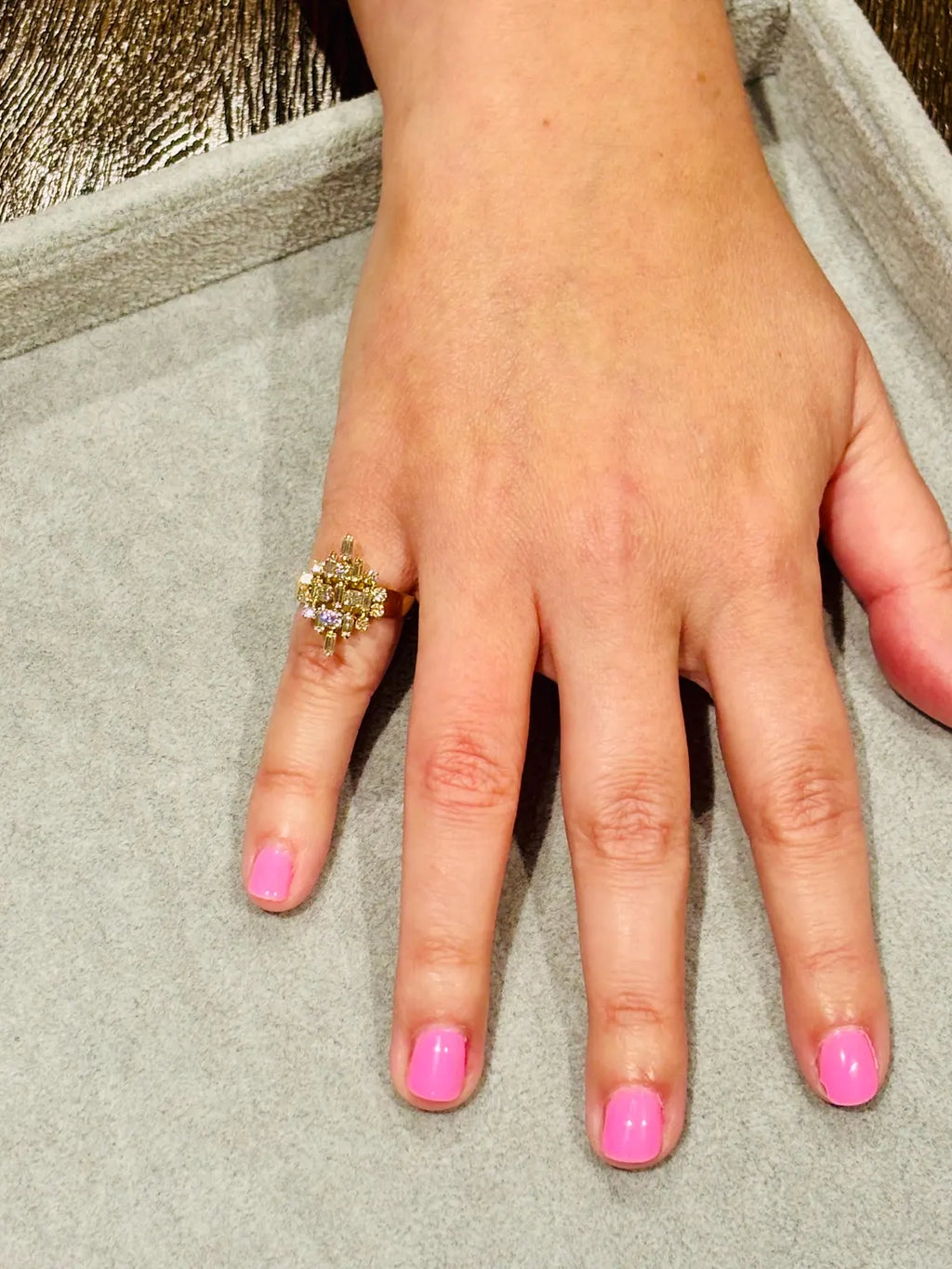 Cluster Dome Ring with Diamonds on 18K Gold
