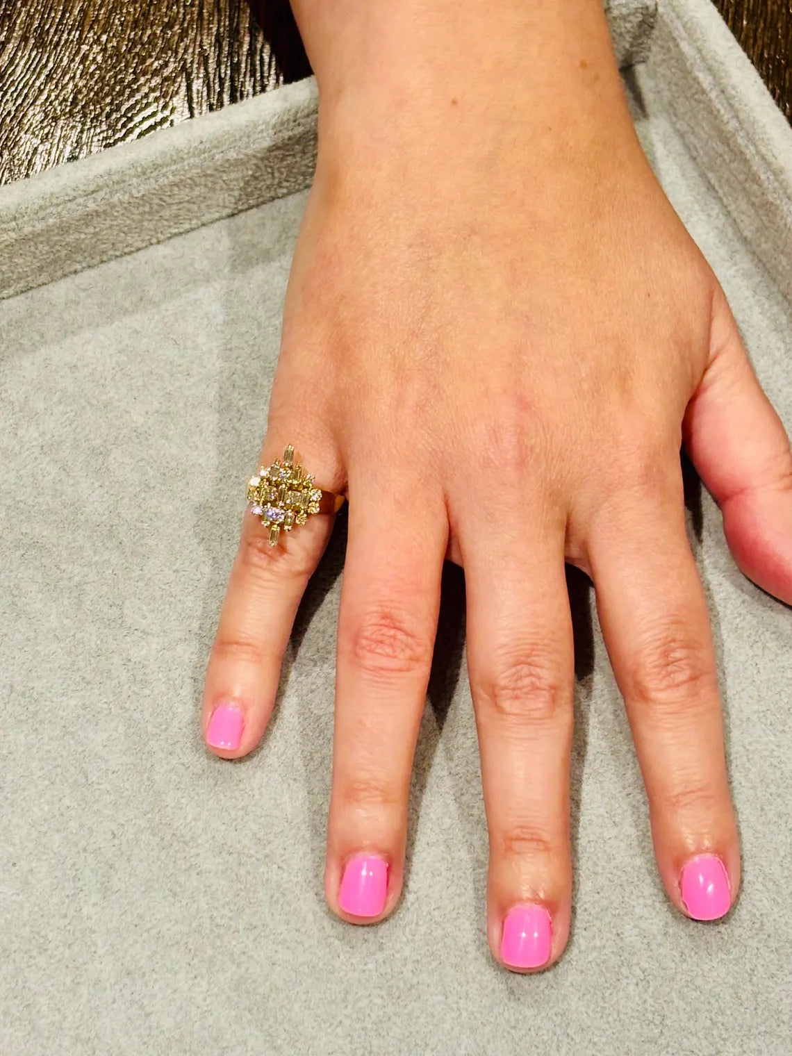 Cluster Dome Ring with Diamonds on 18K Gold