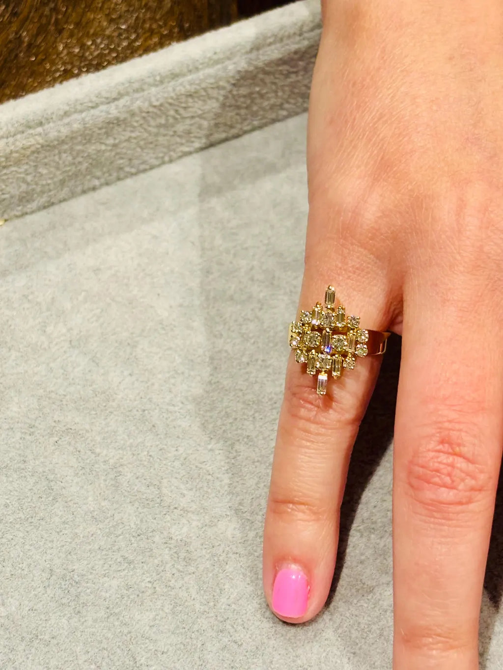 Cluster Dome Ring with Diamonds on 18K Gold