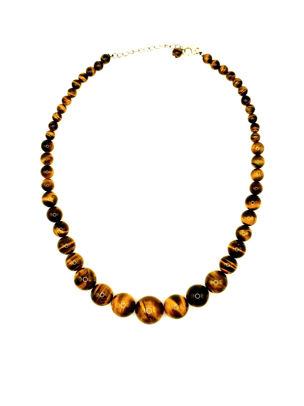 Striking Graduated Tiger’s Eye and Sterling Silver Necklace