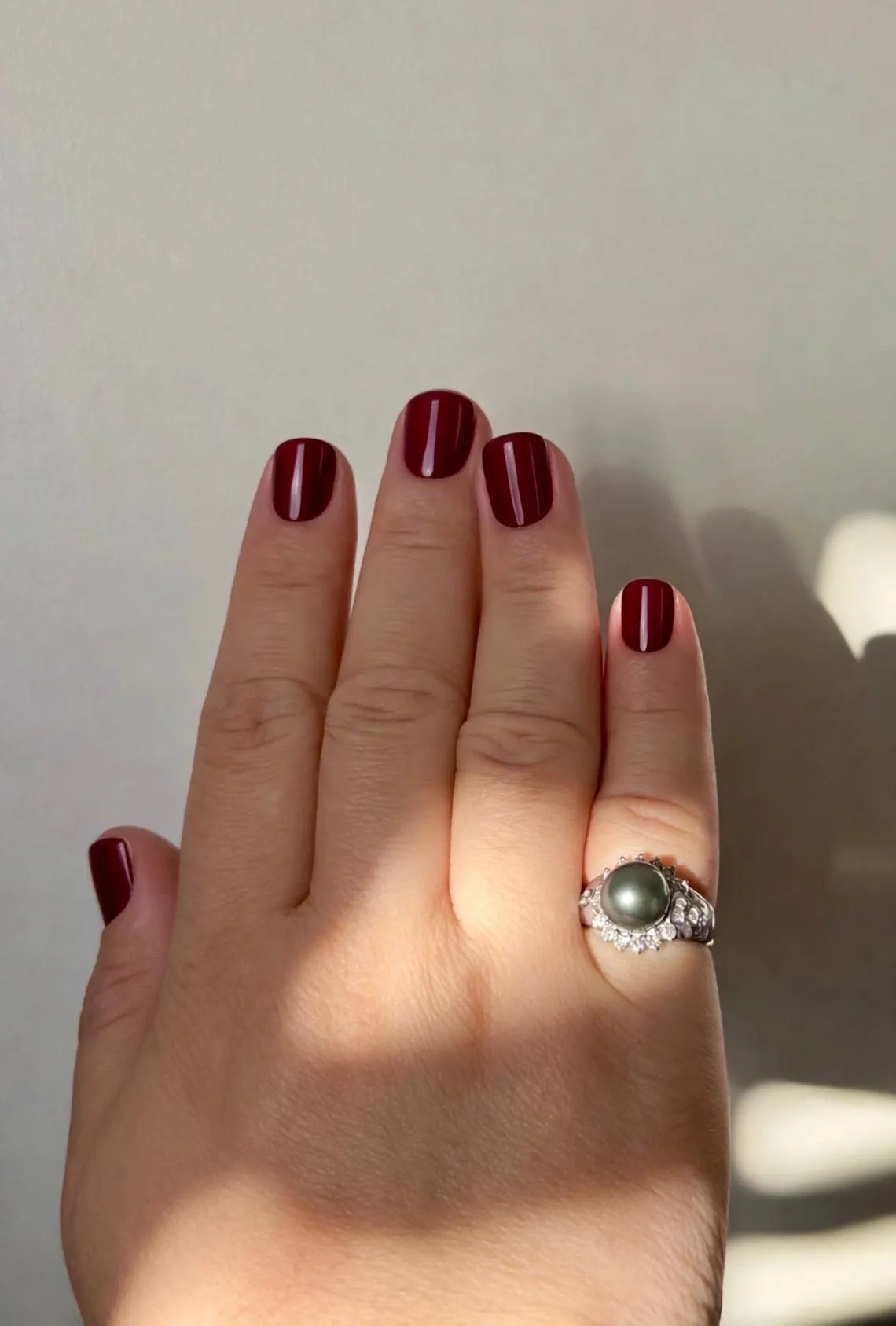 18K White Gold Tahitian Pearl Diamond Halo Ring, 10–11mm Pearl, 0.82ct Diamonds