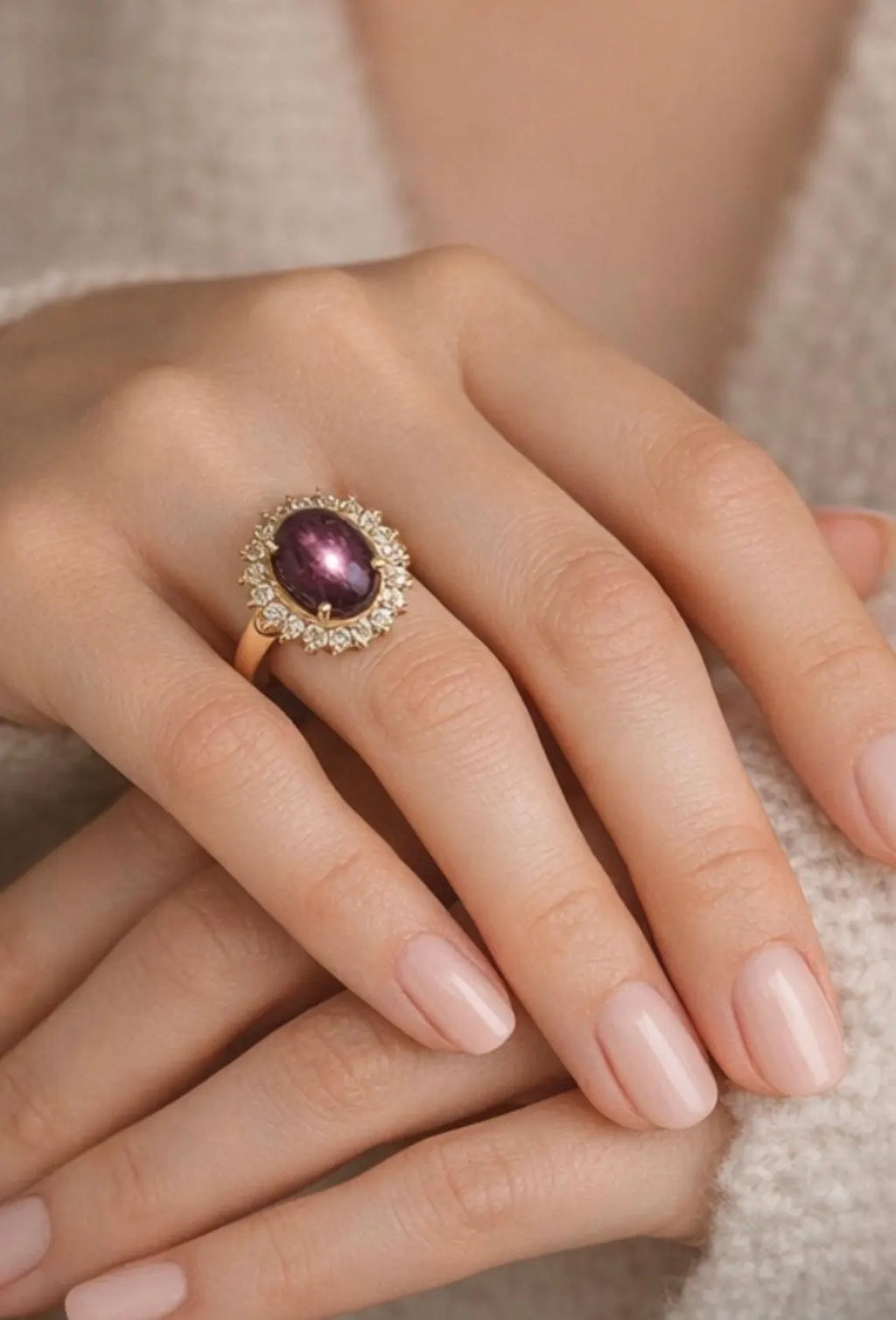 Large 8.50ct Natural Unheated Star Ruby Diamond Cluster Ring, GCS Certified, 18k Gold
