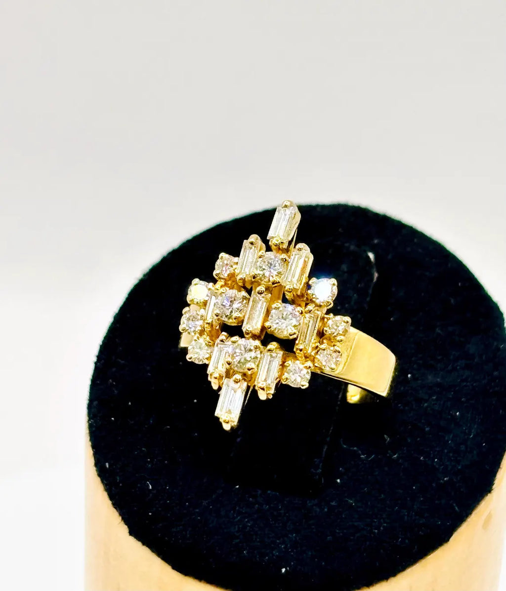 Cluster Dome Ring with Diamonds on 18K Gold