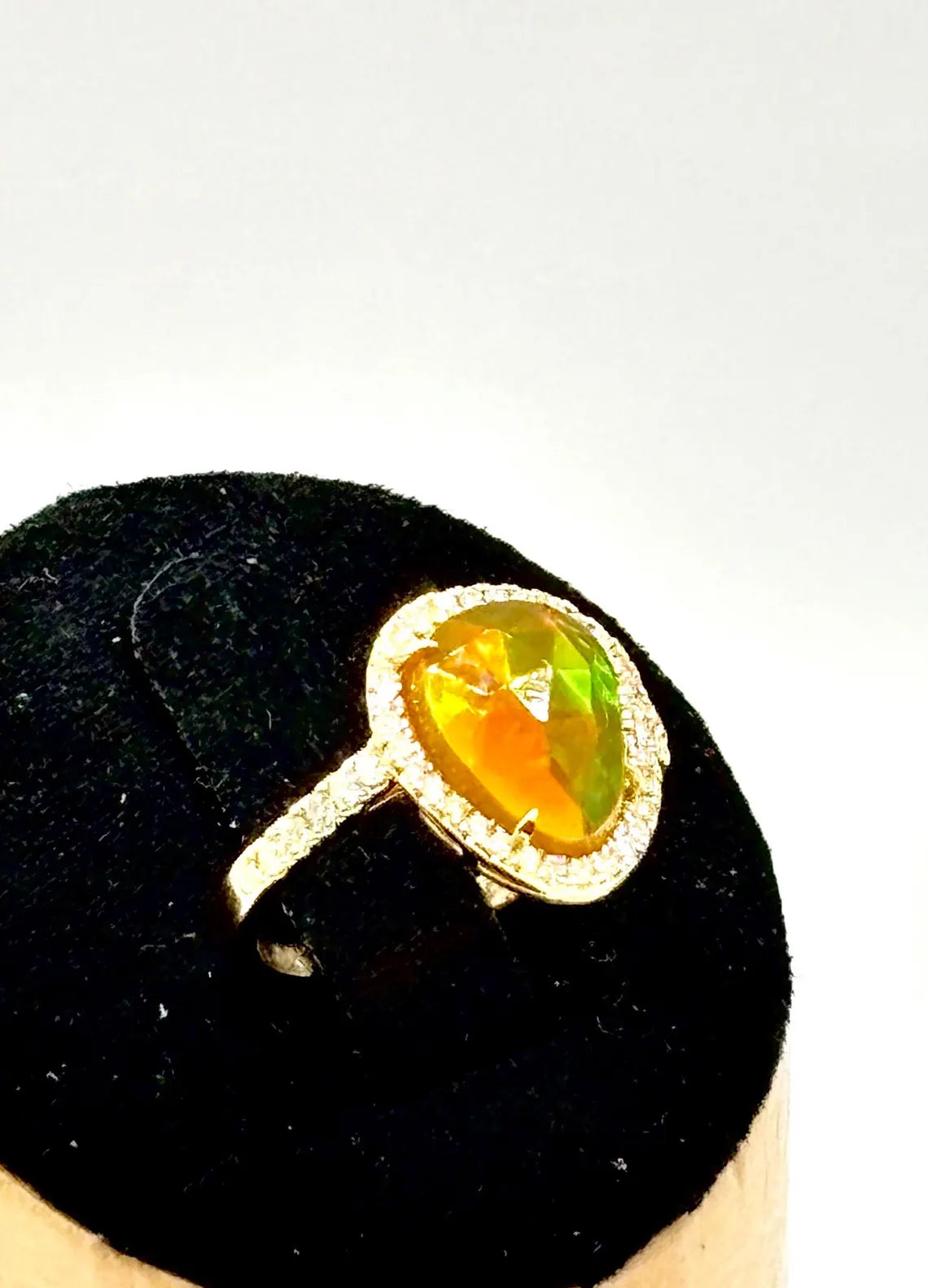 MEXICAN FIRE OPAL & Diamonds Ring