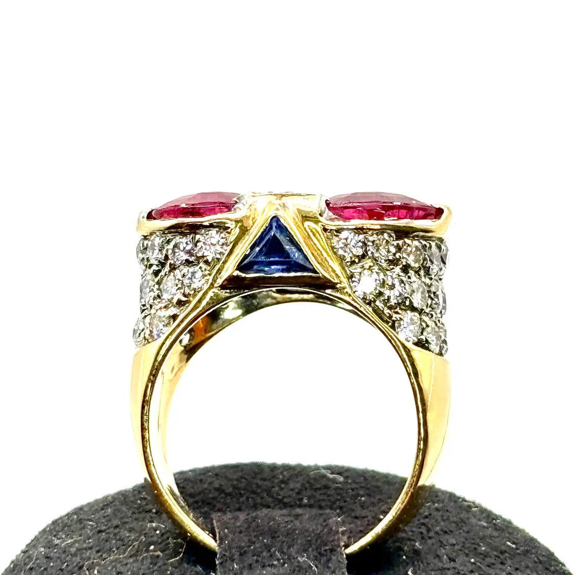 ART DECO STYLE Vintage Pink Tourmalines Diamonds & Sapphires Ring