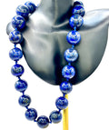 Large Lapis Lazuli Bead Necklace with Silver Magnetic Clasp, Late 20th Century