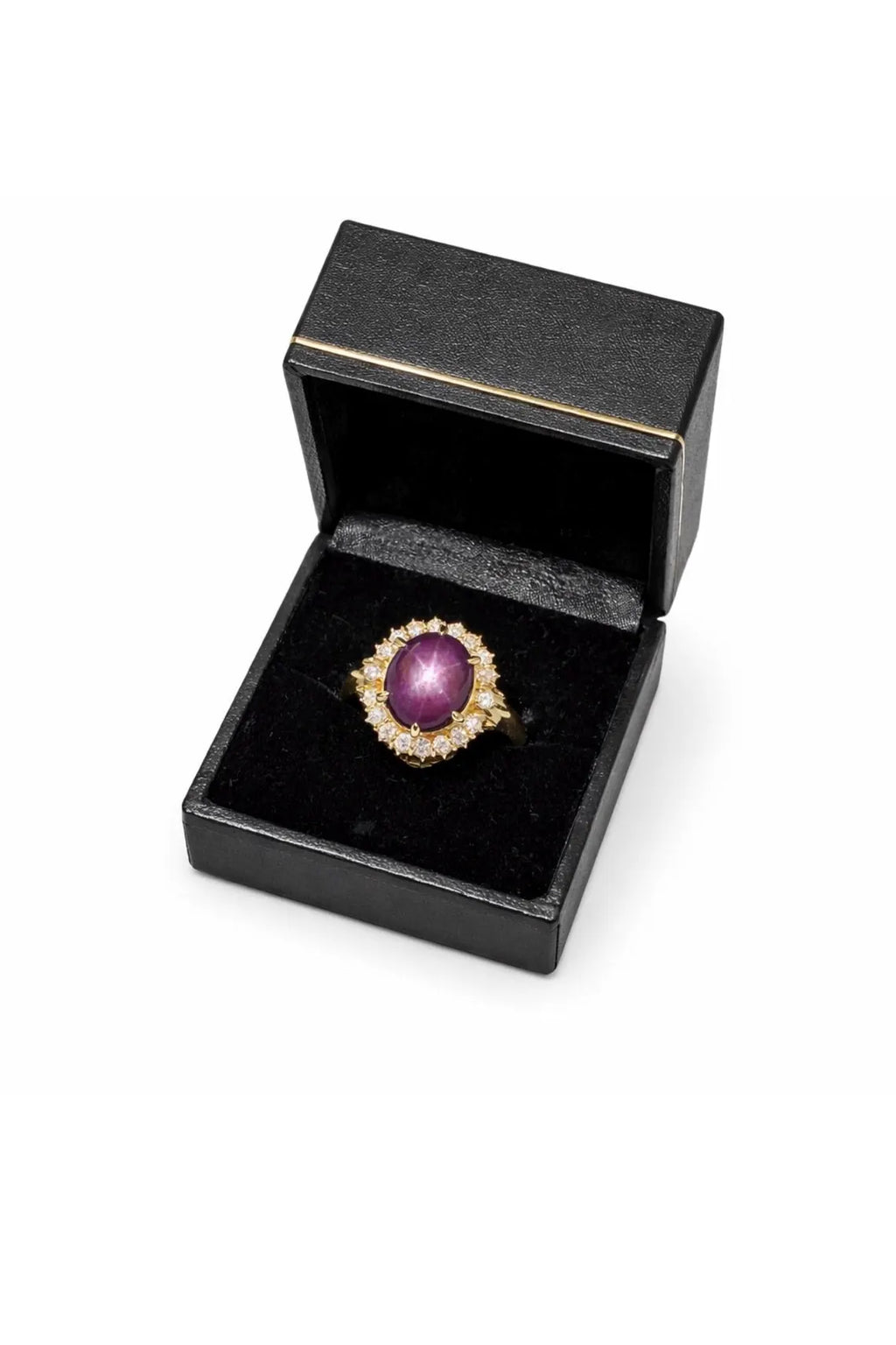 Large 8.50ct Natural Unheated Star Ruby Diamond Cluster Ring, GCS Certified, 18k Gold