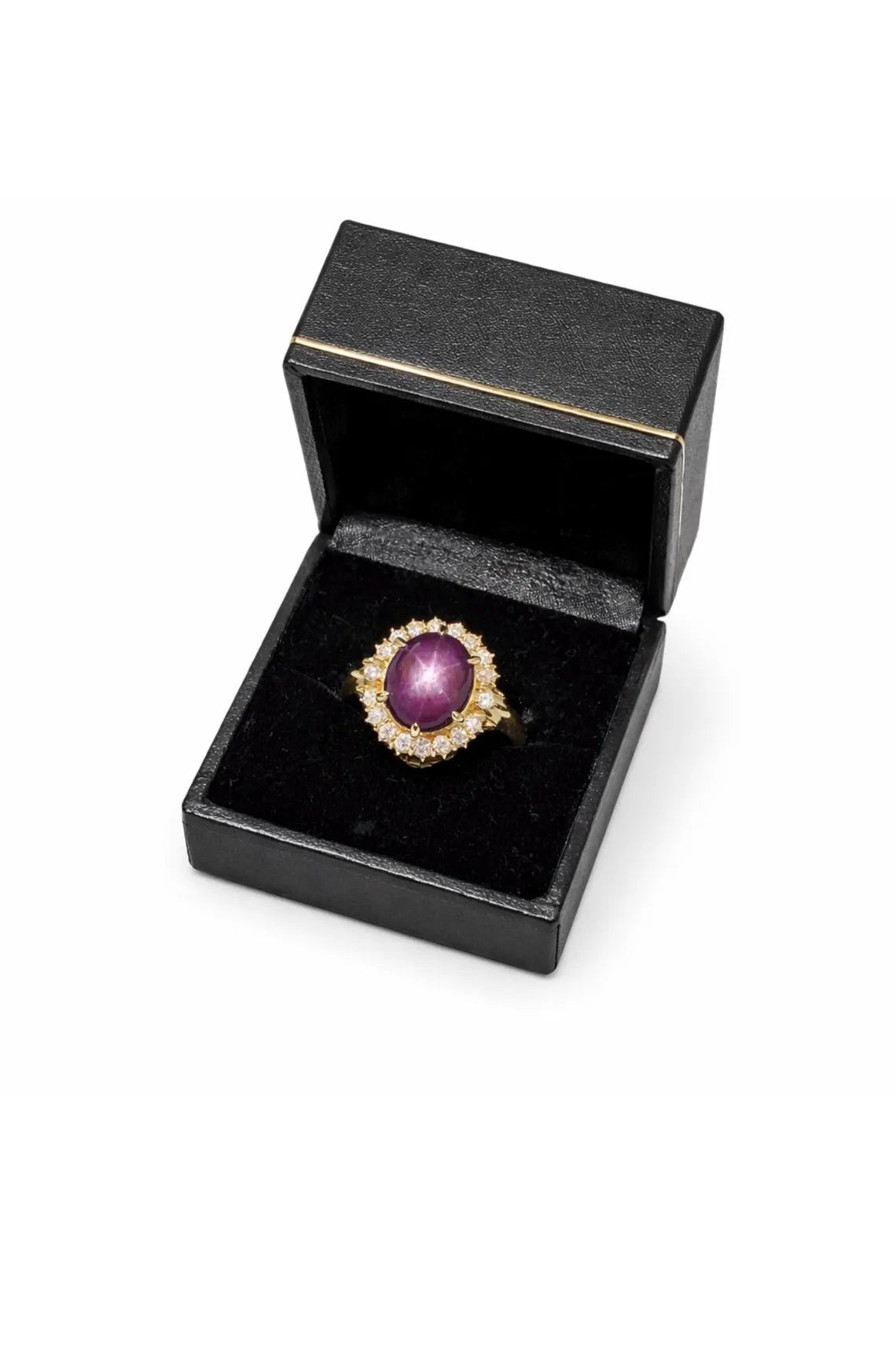 Large 8.50ct Natural Unheated Star Ruby Diamond Cluster Ring, GCS Certified, 18k Gold