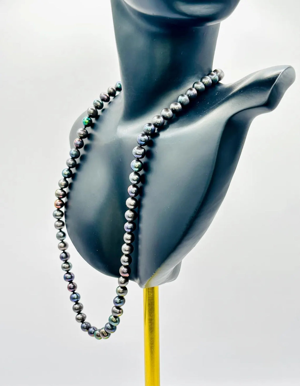 Cultured Tahitian Pearl Necklace 5–6mm with Peacock Overtones, 45cm, Sterling Silver Clasp