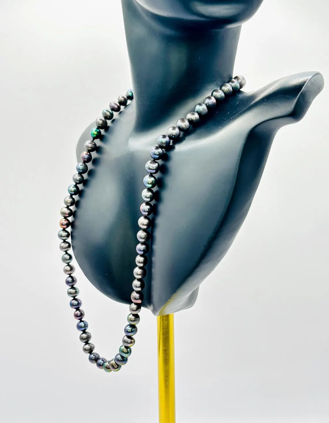 Cultured Tahitian Pearl Necklace 5–6mm with Peacock Overtones, 45cm, Sterling Silver Clasp