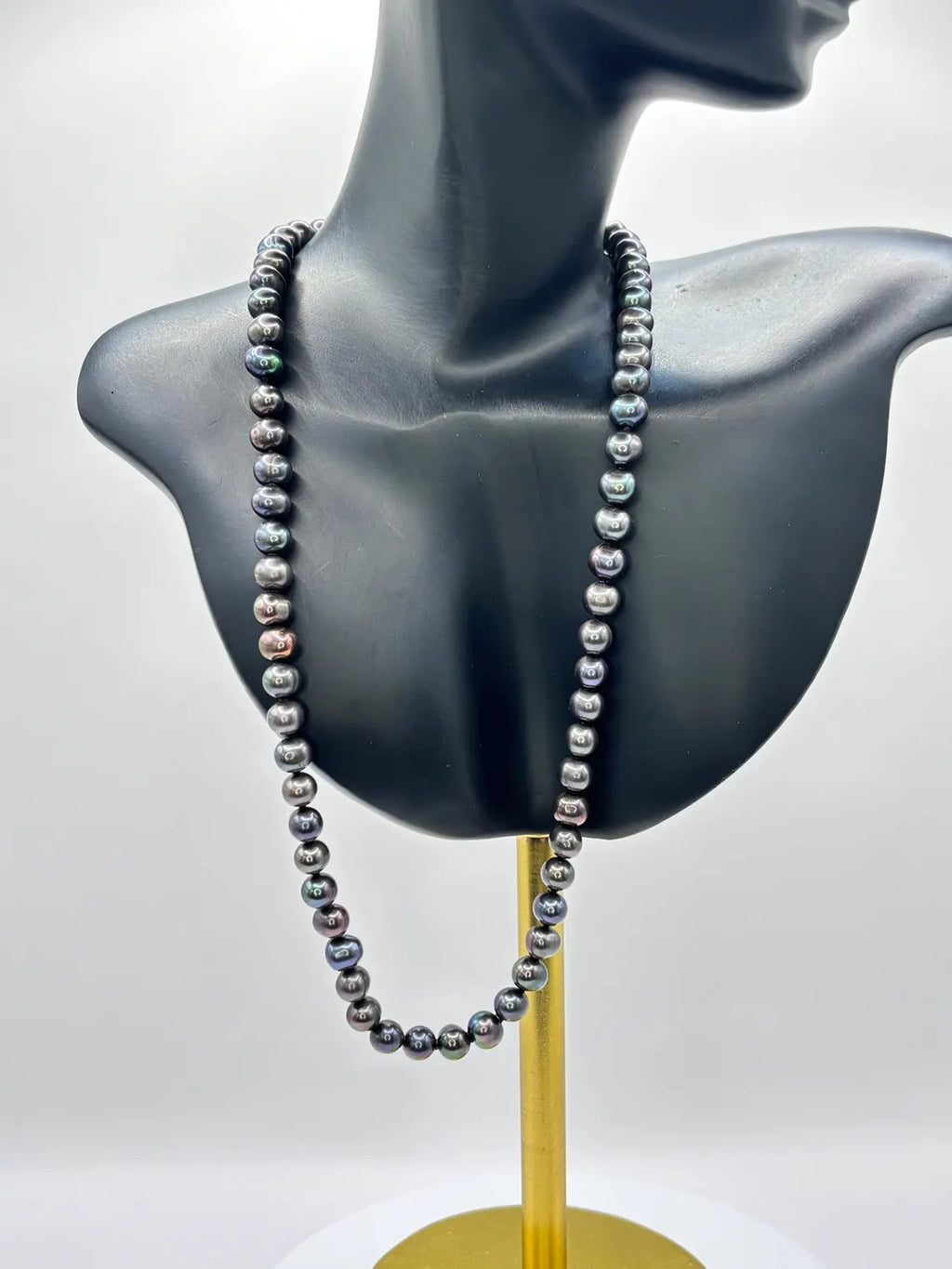 Cultured Tahitian Pearl Necklace 5–6mm with Peacock Overtones, 45cm, Sterling Silver Clasp