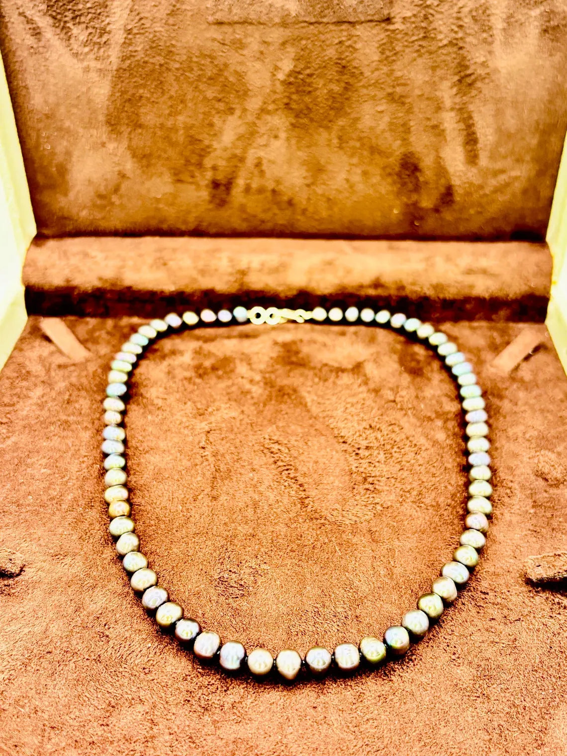 Cultured Tahitian Pearl Necklace 5–6mm with Peacock Overtones, 45cm, Sterling Silver Clasp