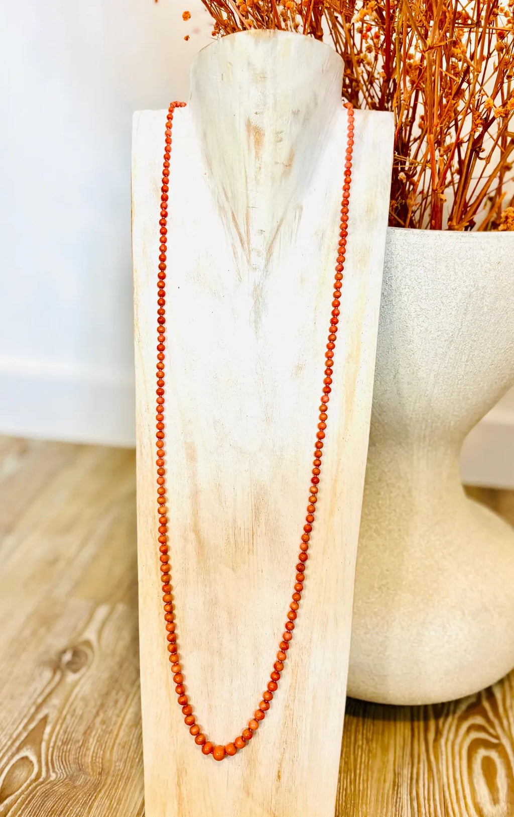 Antique Mediterranean Angel Skin Coral Graduated Opera Necklace, 14k Gold Clasp, Early 20th Century