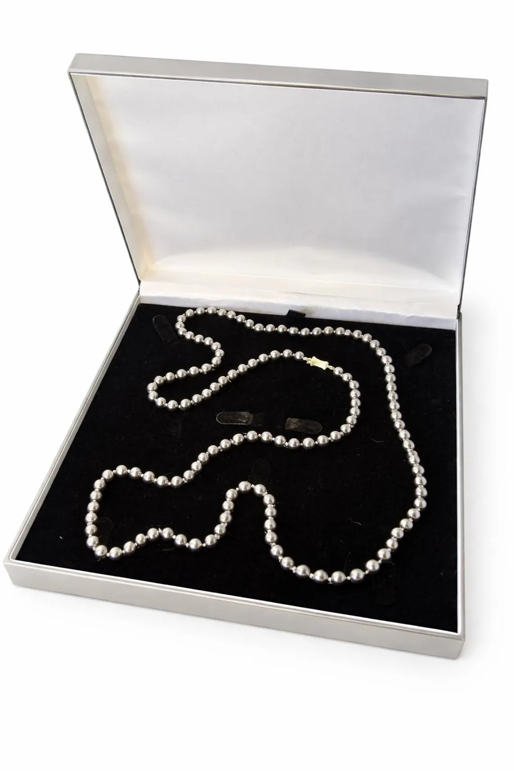 90cm Black Cultured Pearl Opera Length Necklace with 14ct Yellow Gold Clasp