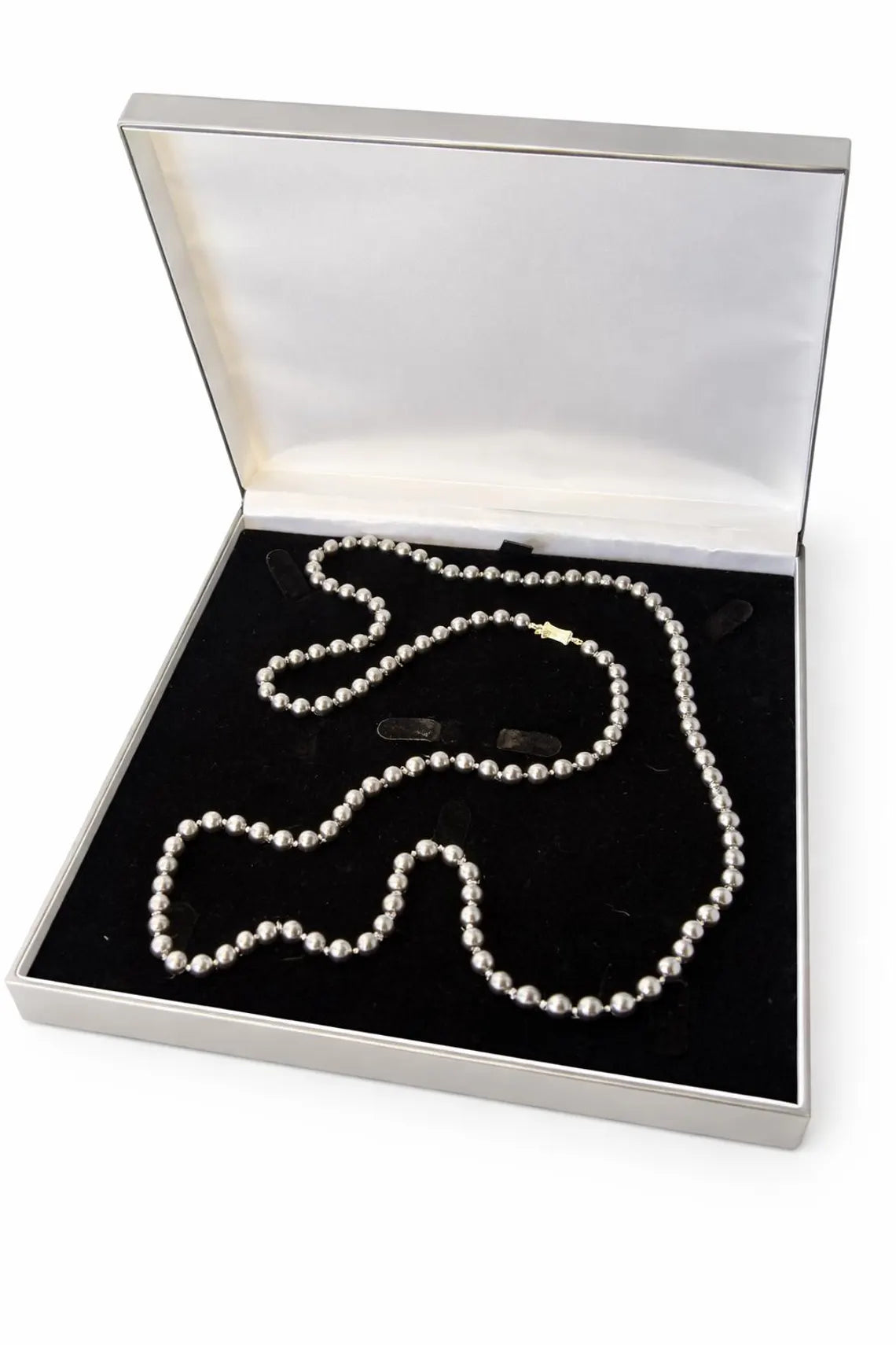 90cm Black Cultured Pearl Opera Length Necklace with 14ct Yellow Gold Clasp