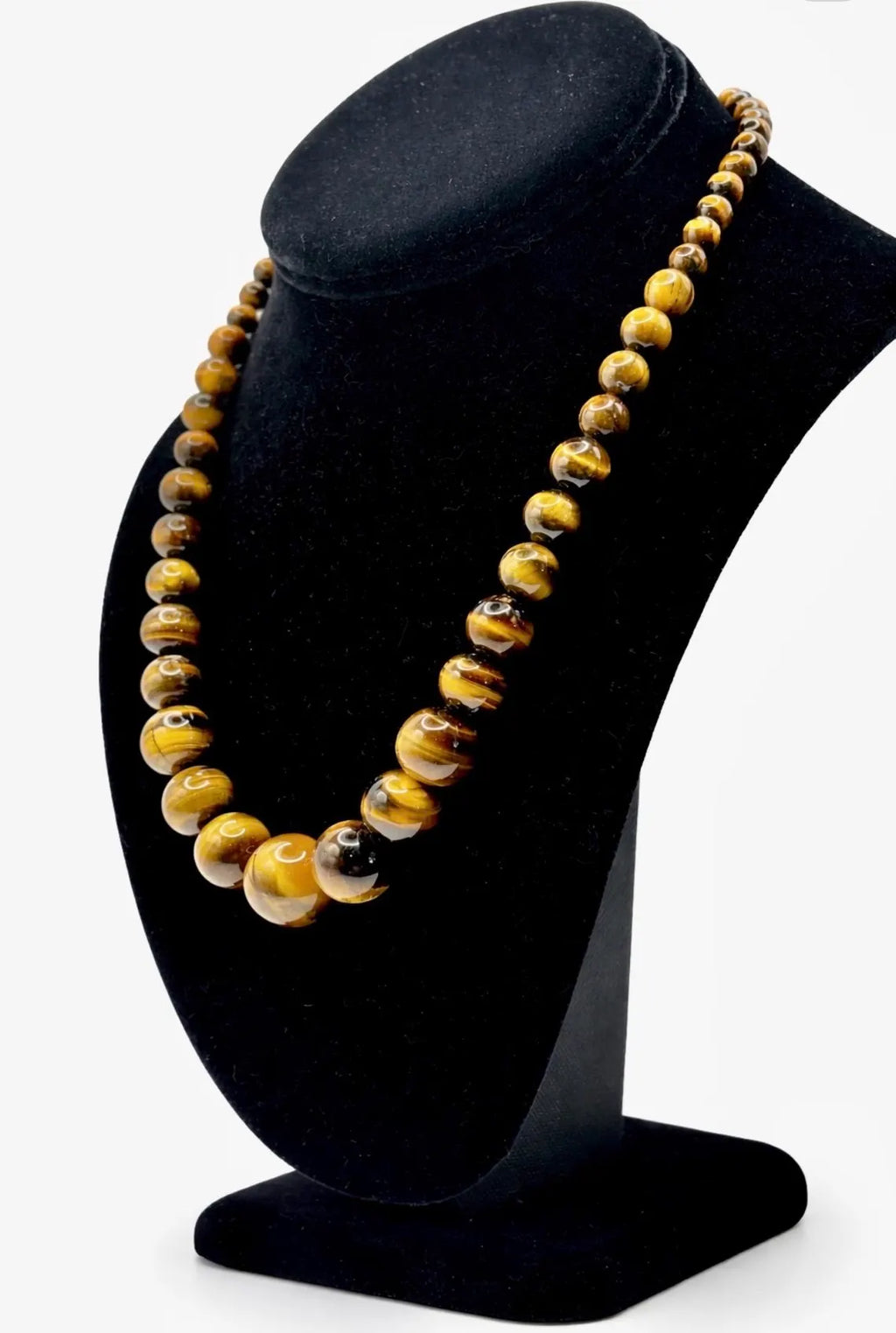 Striking Graduated Tiger’s Eye and Sterling Silver Necklace