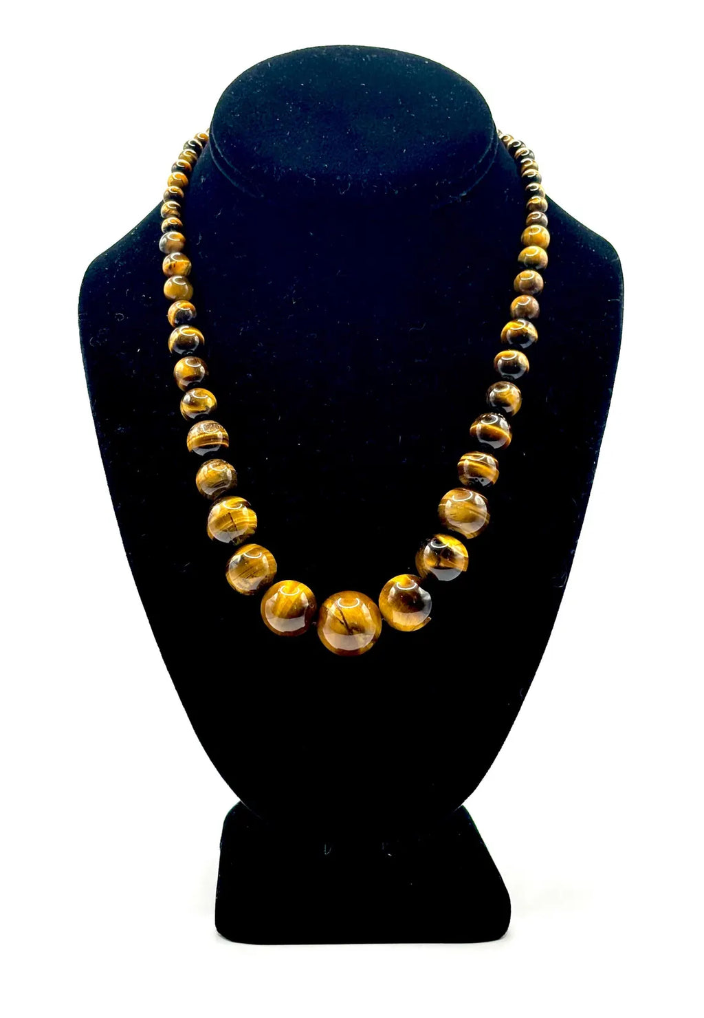 Striking Graduated Tiger’s Eye and Sterling Silver Necklace
