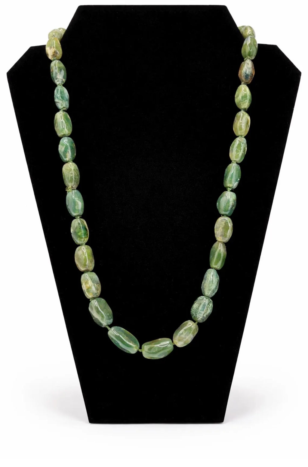 Vintage 1920s–40s Moss Agate Long Necklace